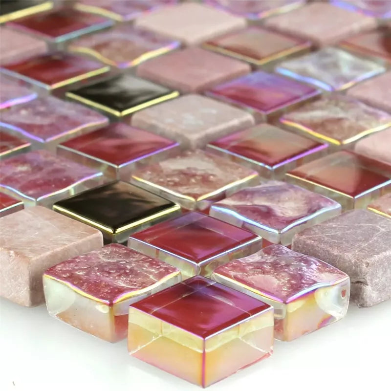 pink glass stone mosaic 