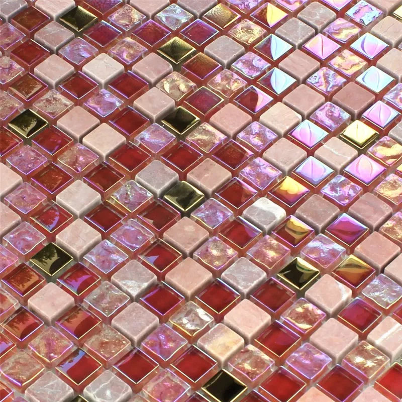 luxury red mixed glass mosaic 