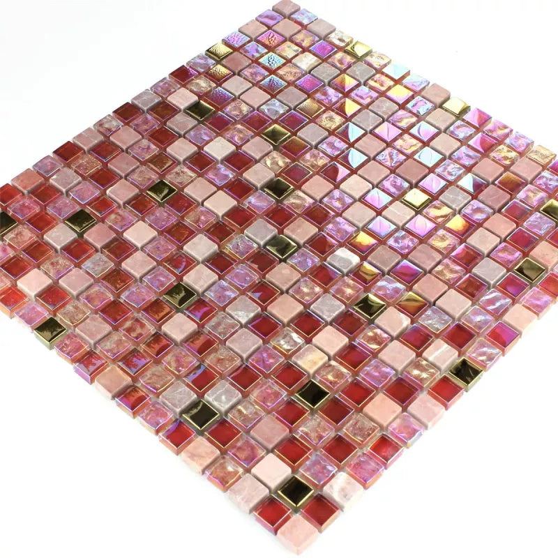 red and gold glass mosaic tiles