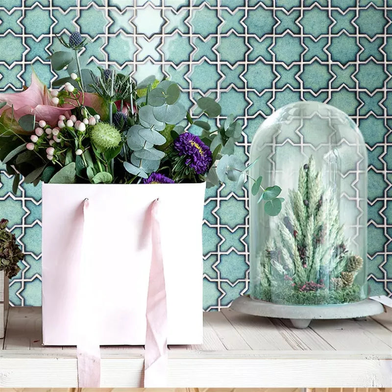 Sky Aqua Moroccan Star Mosaic Tiles for shower wall and splashback