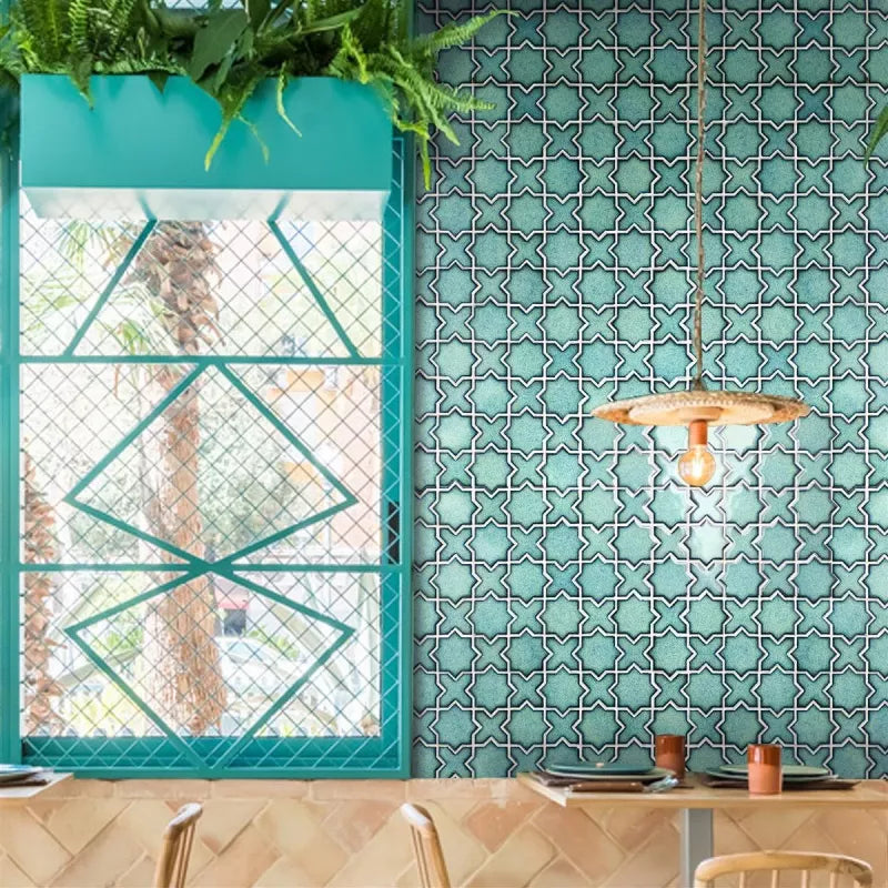 Blue Moroccan star mosaic tiles for bathroom wall and kitchen backsplash