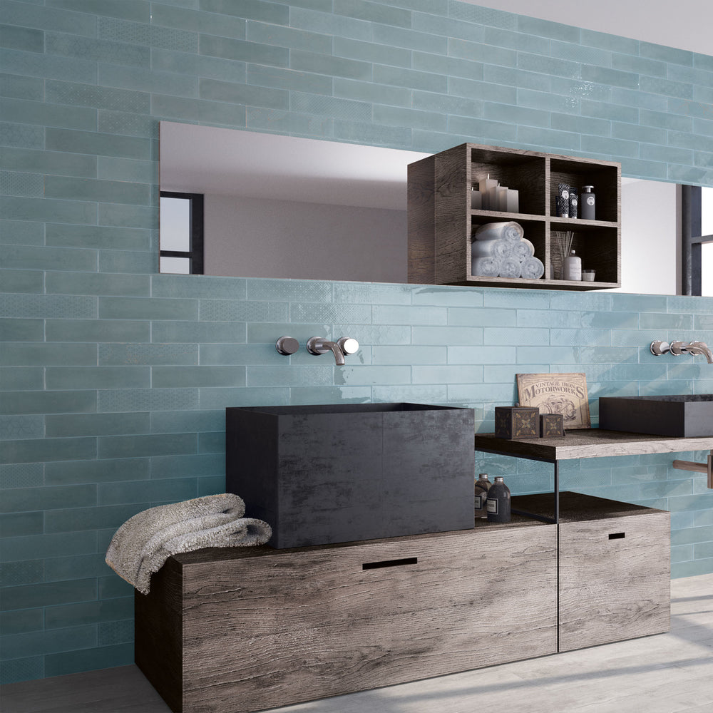 blue metro bathroom tile