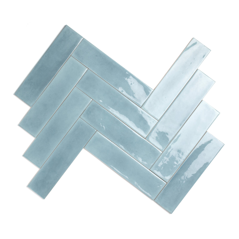 blue herringbone tile