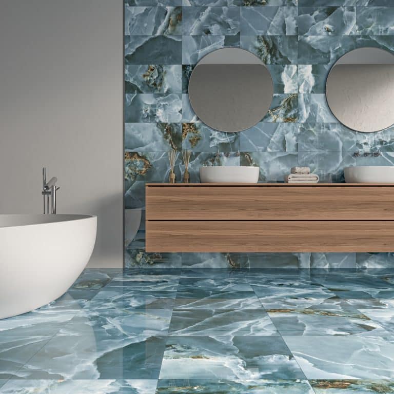 blue onyx tile bathroom 