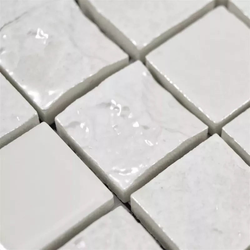 white 3d mosaic tile