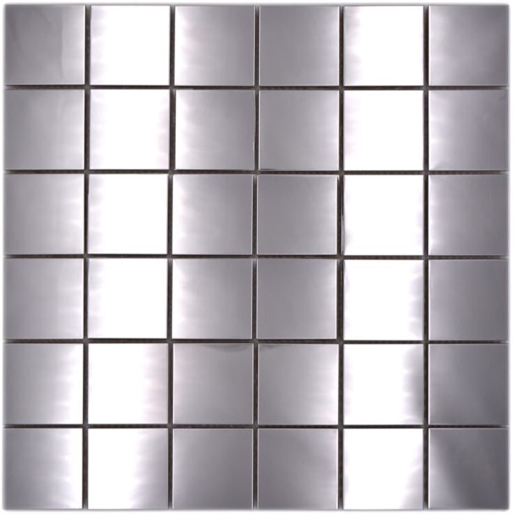 Square Metallic Silver Gloss Mosaic Tile