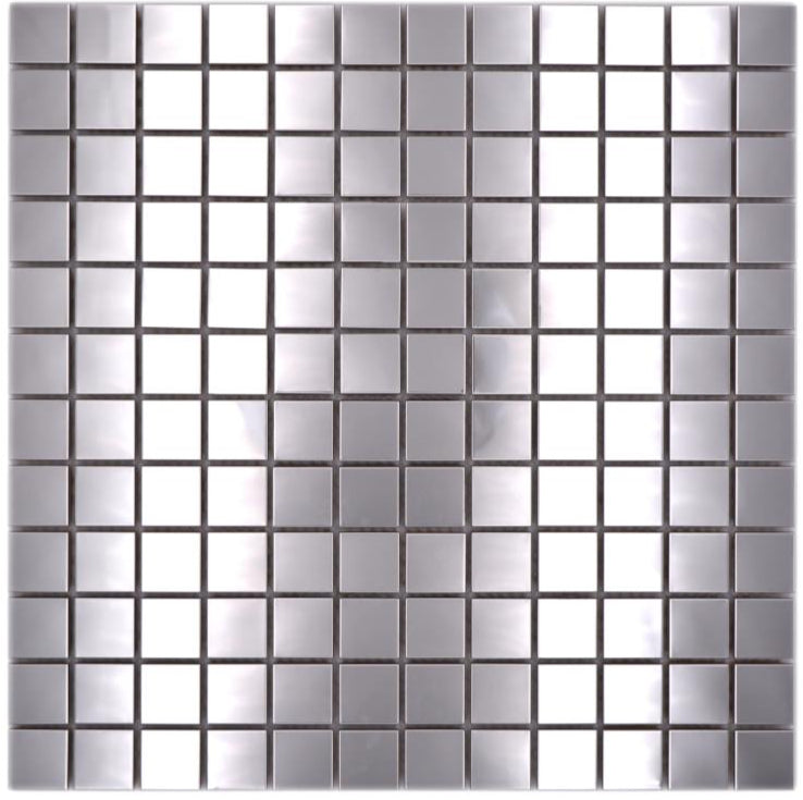 Square Metallic Silver Gloss Mosaic Tile - 23 x 23 mm