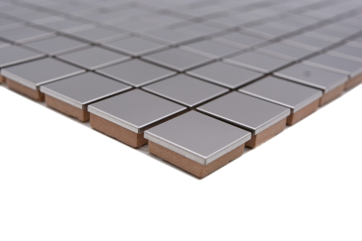 Square Metallic Silver Gloss Mosaic Tile 
