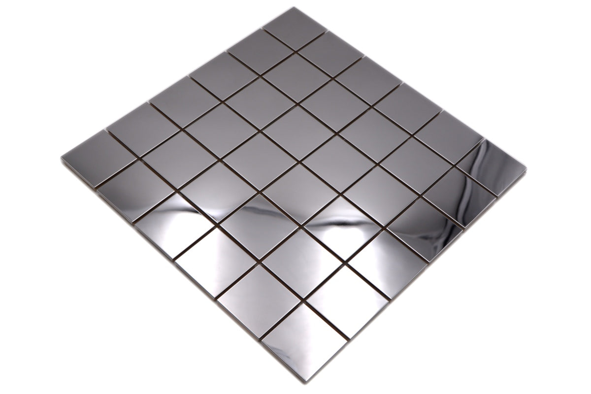 Square Metallic Silver Mosaic Tile