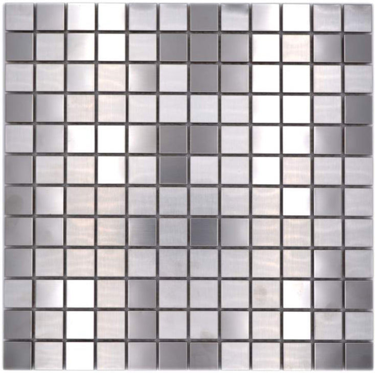Square Metallic Silver Matt Mosaic Tile - 23 x 23 mm