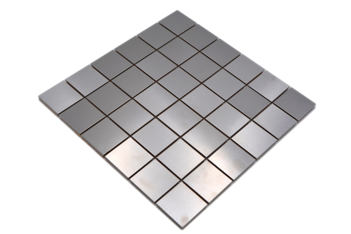 Adjustable Tile Square Square Metallic Silver Matt Mosaic Tile