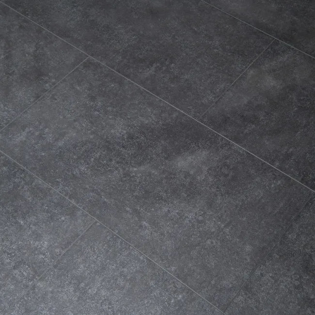 Stone Effect Anthracite LVT 600x300mm tile showing dark matt concrete-effect texture and subtle mineral detail