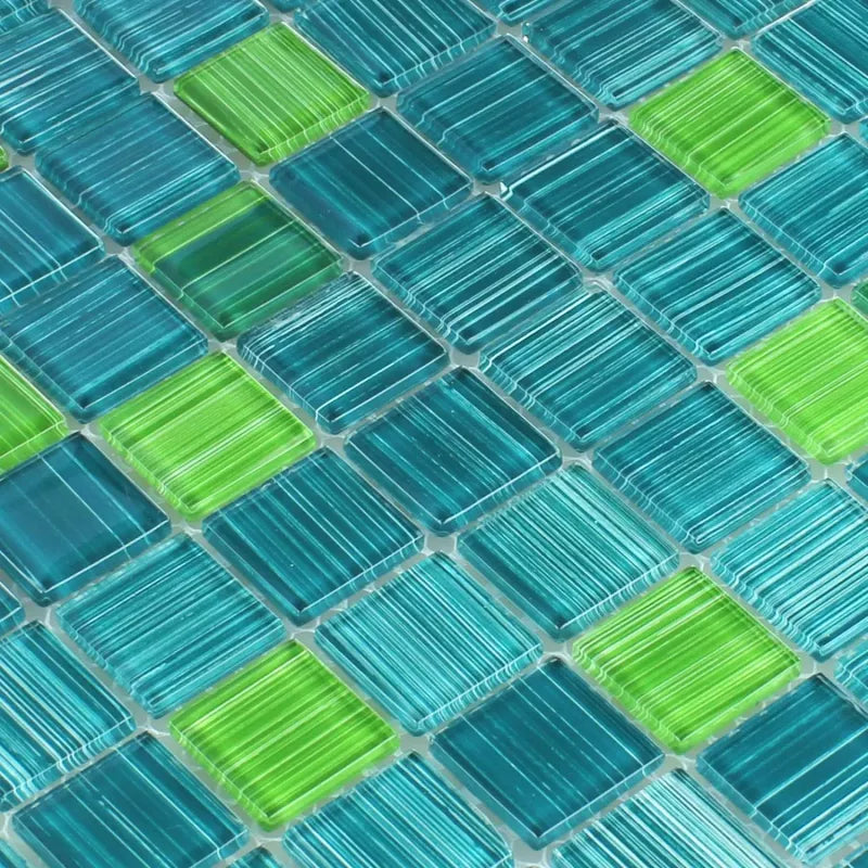 Striped Crystal Mosaic Tiles Glass Green Mix1