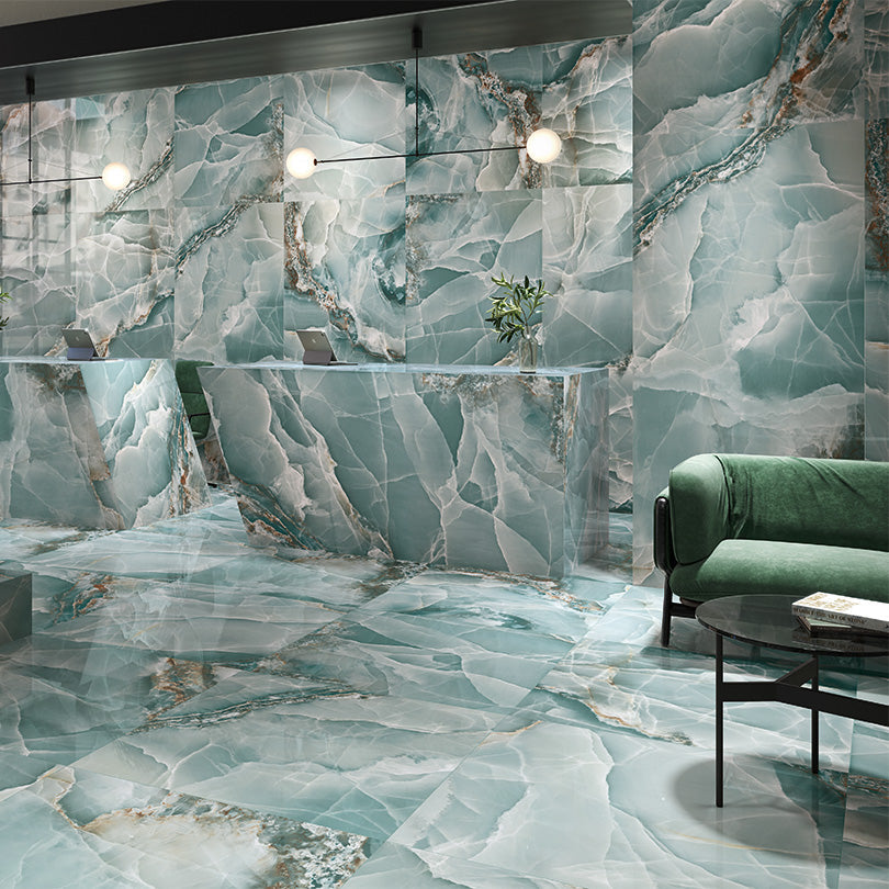 Teal polished onyx tiles 