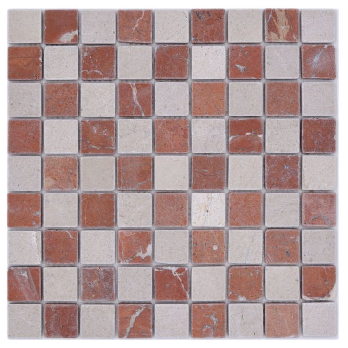 beige and red natural stone mosaic 