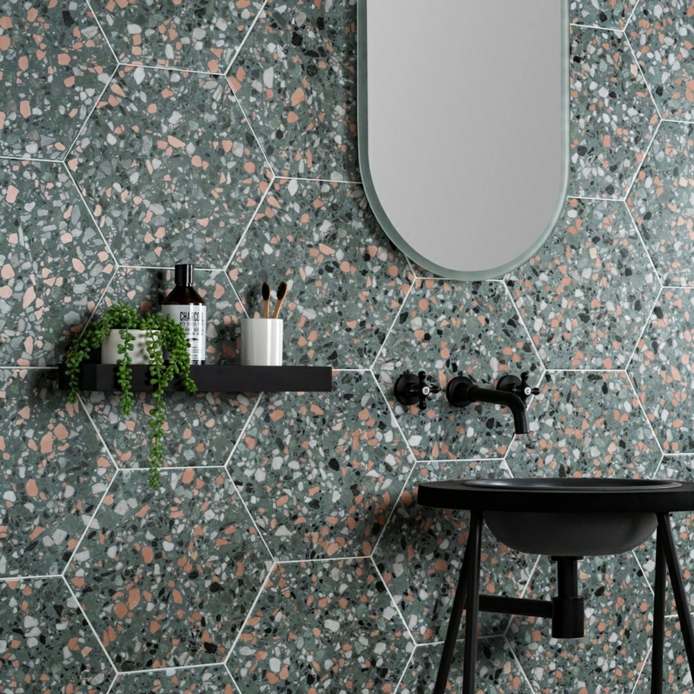 terrazzo moss porcelain wall bathroom tiles