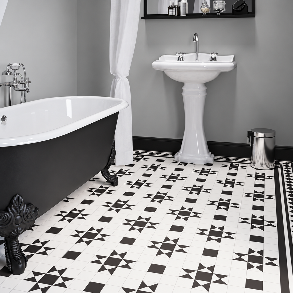 Traditional Dorset Black & White Porcelain Floor Tiles | Luxury Tiles UK