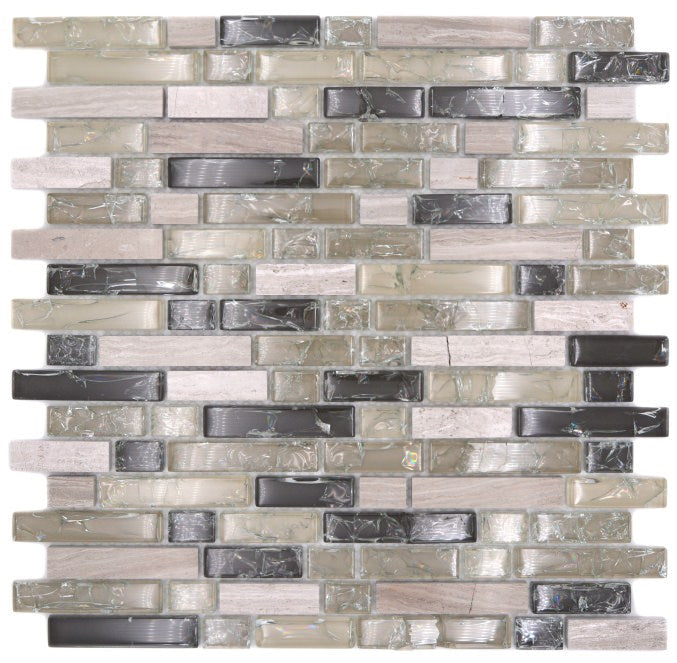 Marble Crackle Brickbond Mosaic Tiles 