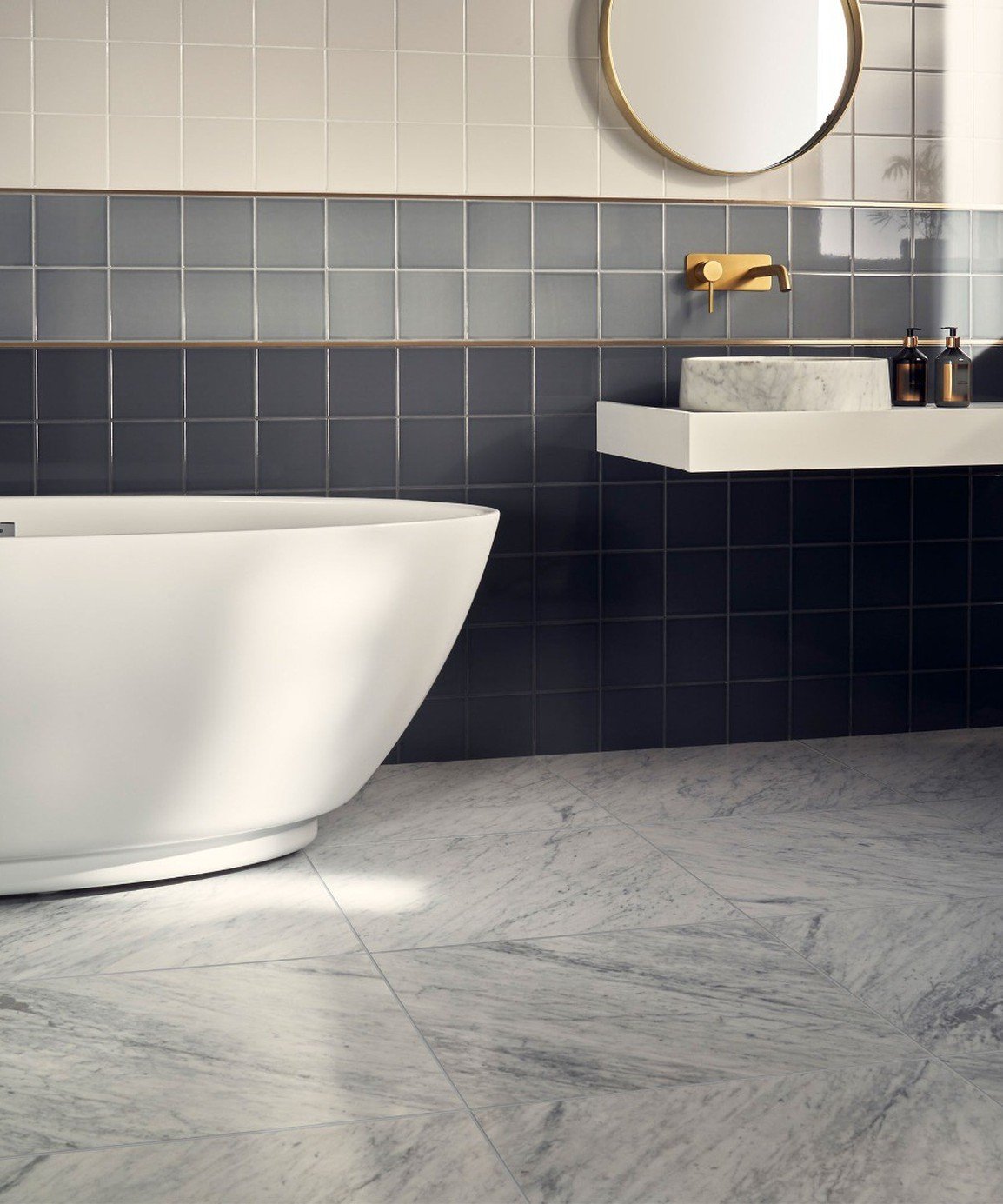 Tuscany Bianca Marble Honed 60x60cm Floor and Wall Tile - Bathroom picture 