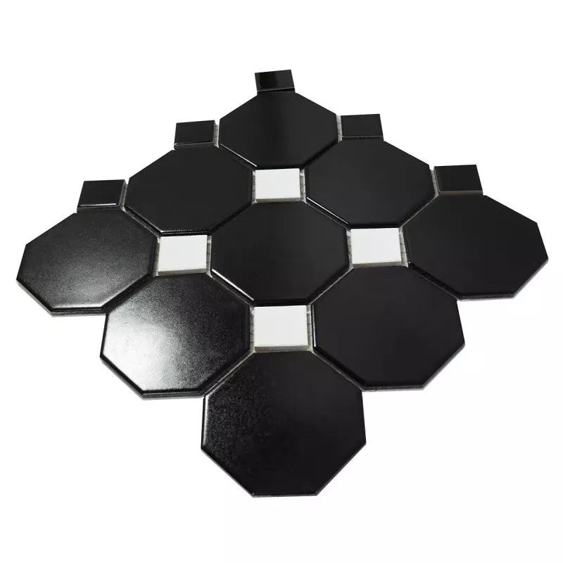 Black octagon white square mosaic 