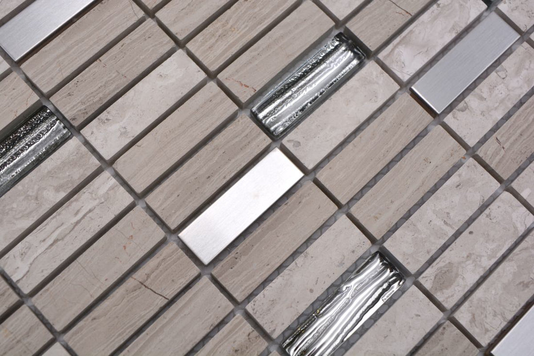 Silver Beige Mosaic Tiles - Luxury Tiles