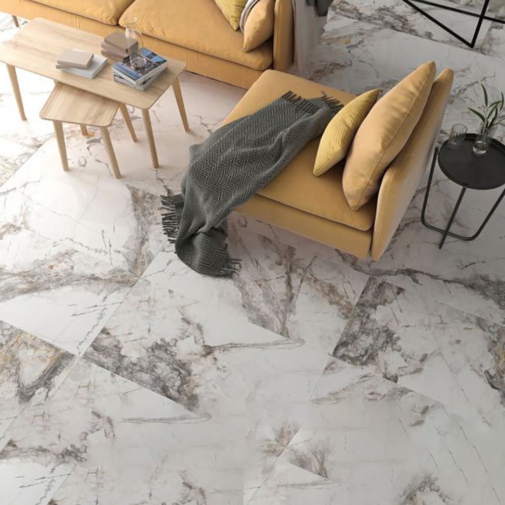 white and grey marble effect floor tiles 