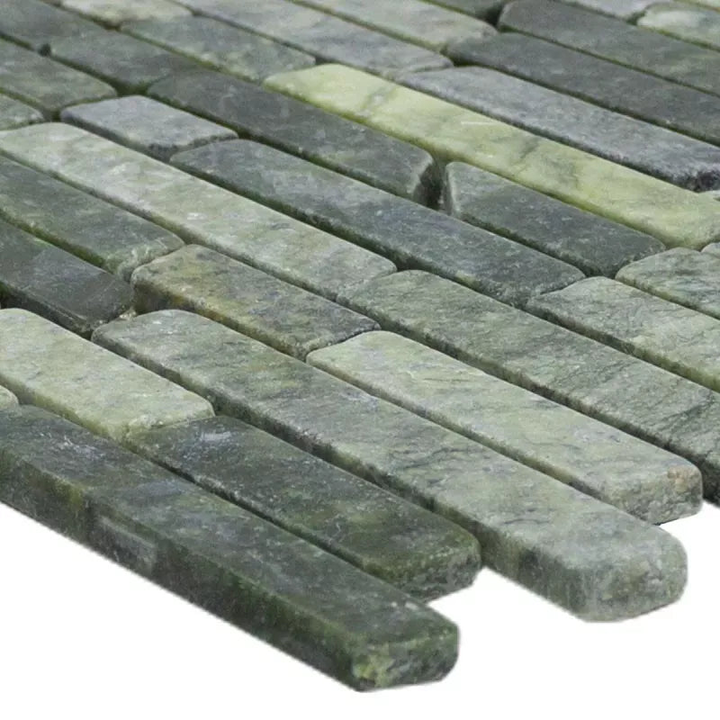 Jade Tiling Verde Jade Linear Mosaic Tile – Natural Green Marble | Luxury Tiles UK