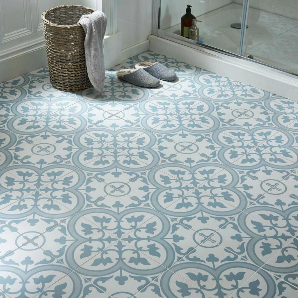 Charter Powder Blue Classic Pattern Wall and Floor Tile