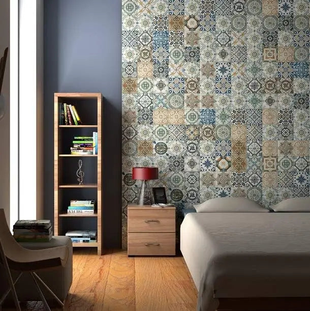Vintage Moroccan pattern wall and floor 200 x 200 mm tile - Luxury Tiles UK