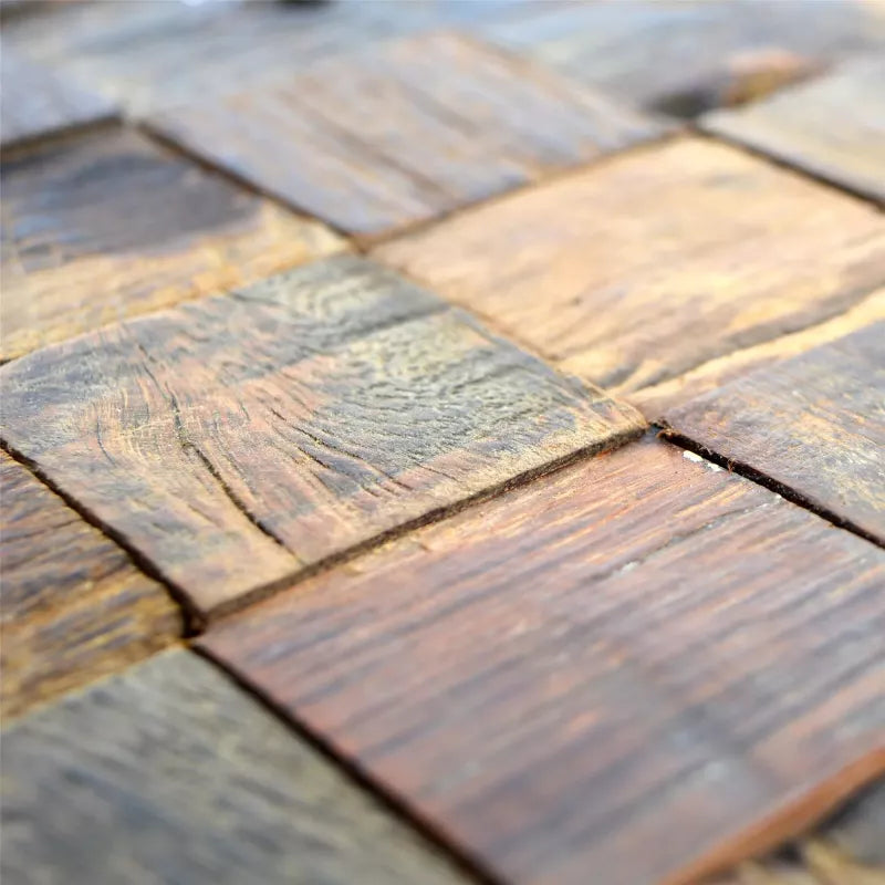 rustic natural wood mosaic tile