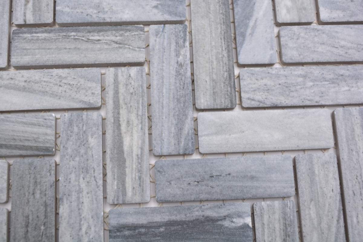 Ceramic Grey Herringbone Floor and Wall Mosaic Tile - Luxury Tiles UK