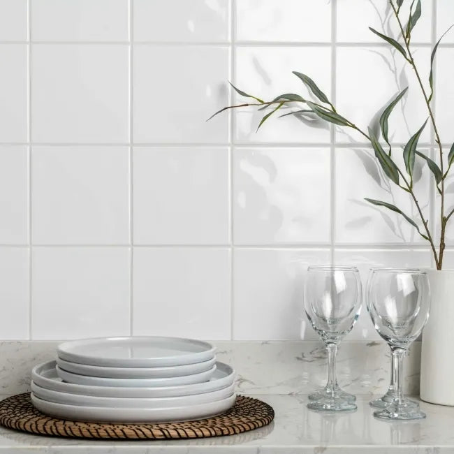 white décor wall tiles kitchen setting 