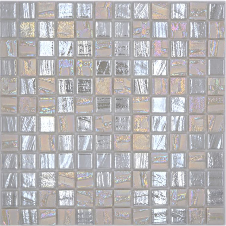 White Metallic Iridescent Glass Mosaic