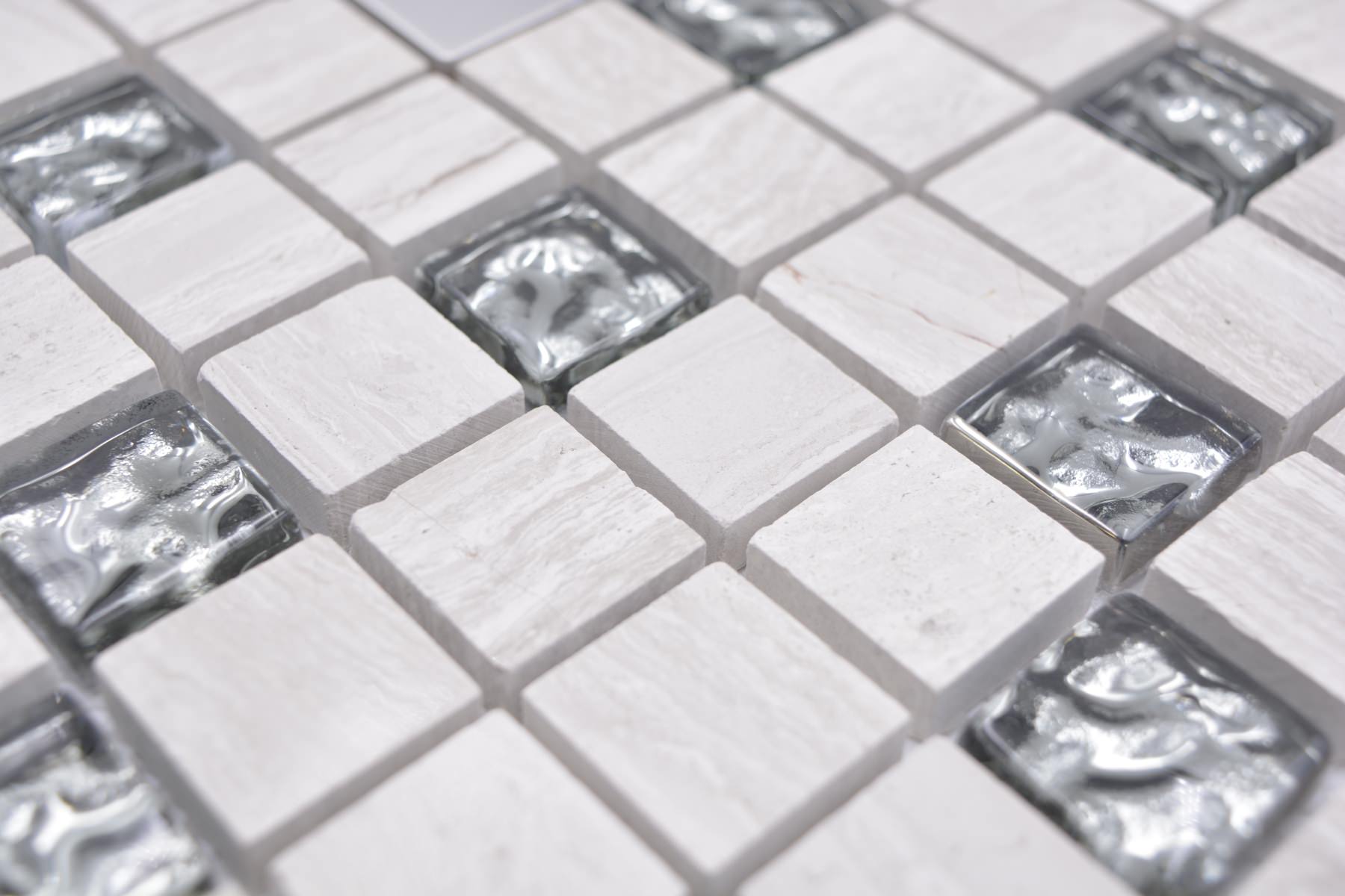 White Glas Silver Mosaic Tiles - Luxury Tiles