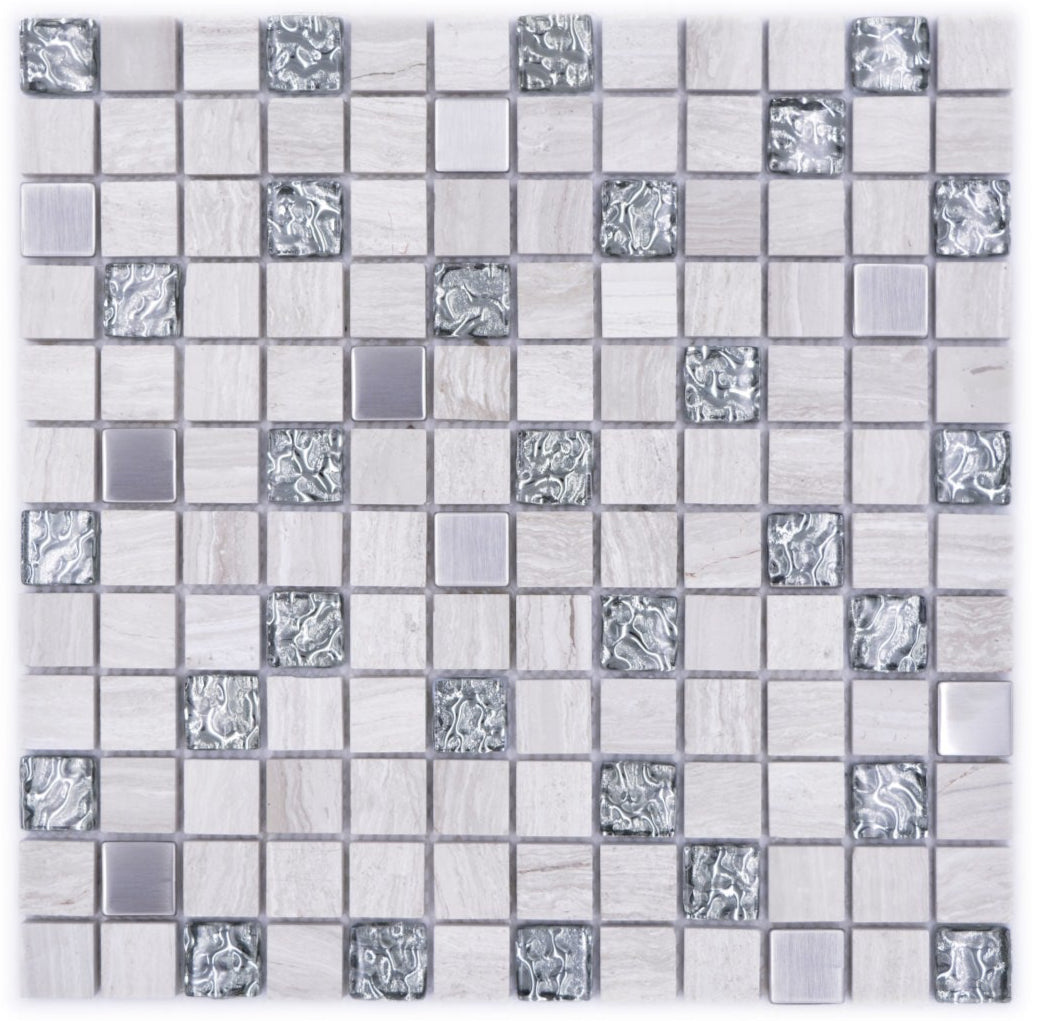 White Silver Mosaic Tiles