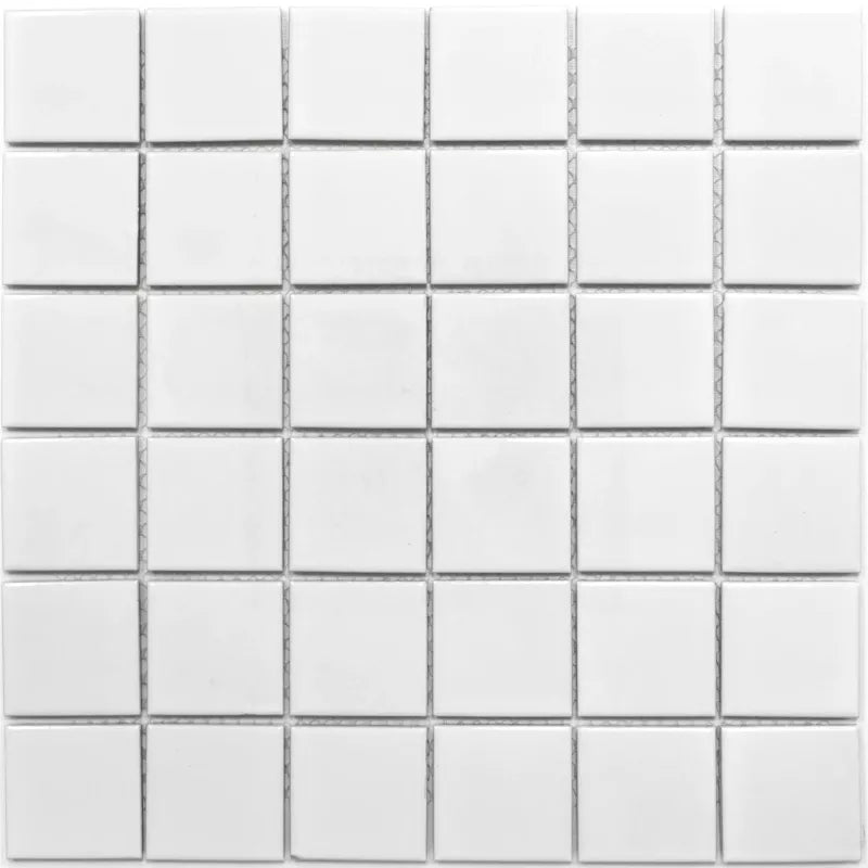white mosaic on mesh 
