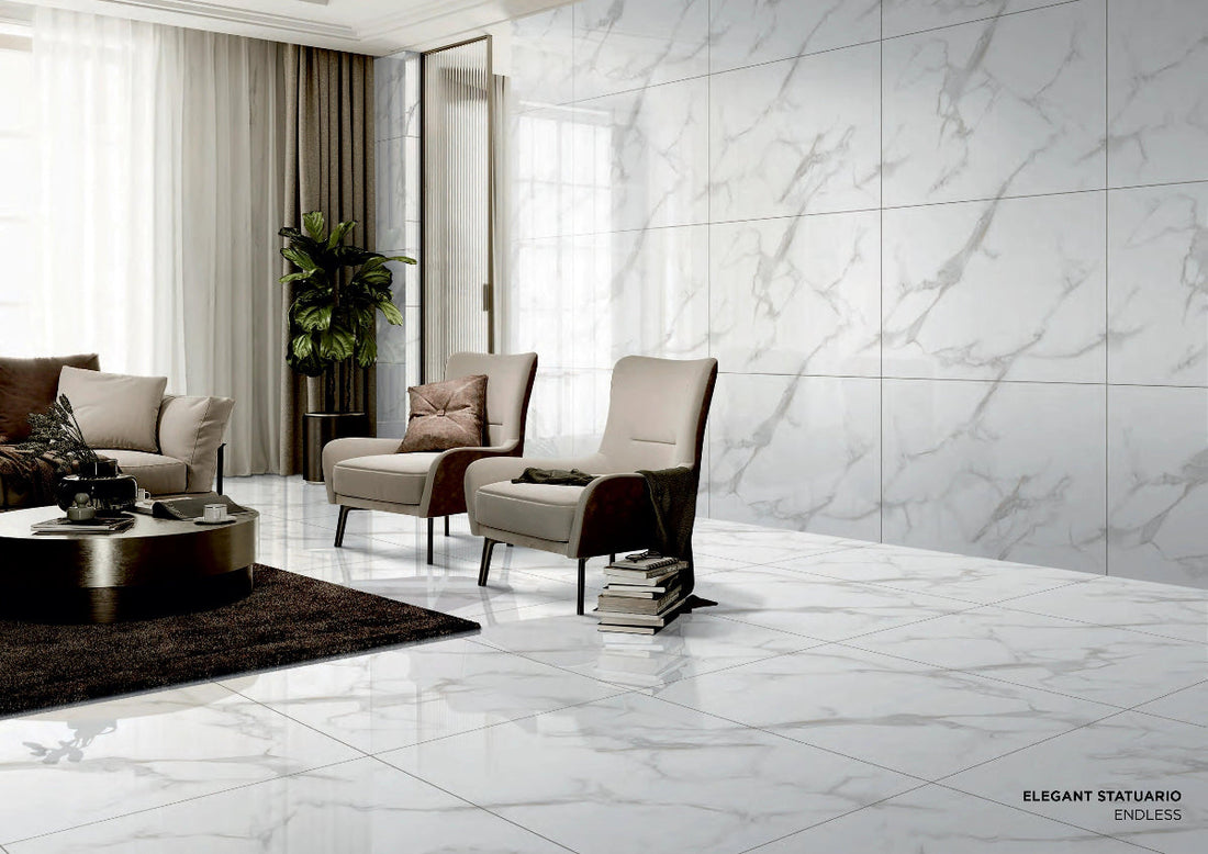 WHITE  MARBLE EFFECT PORCELAIN POLISHED