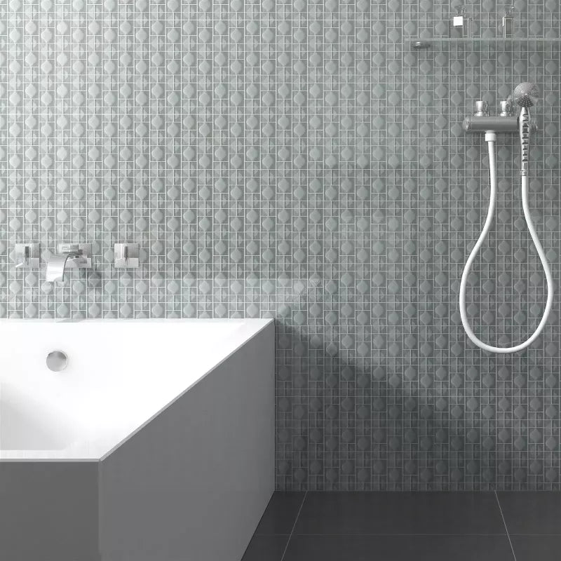 Teardrop glass mosaic bathroom wall 
