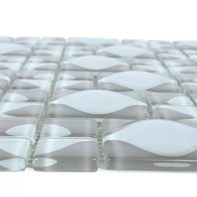 side profile white teardrop glass mosaic