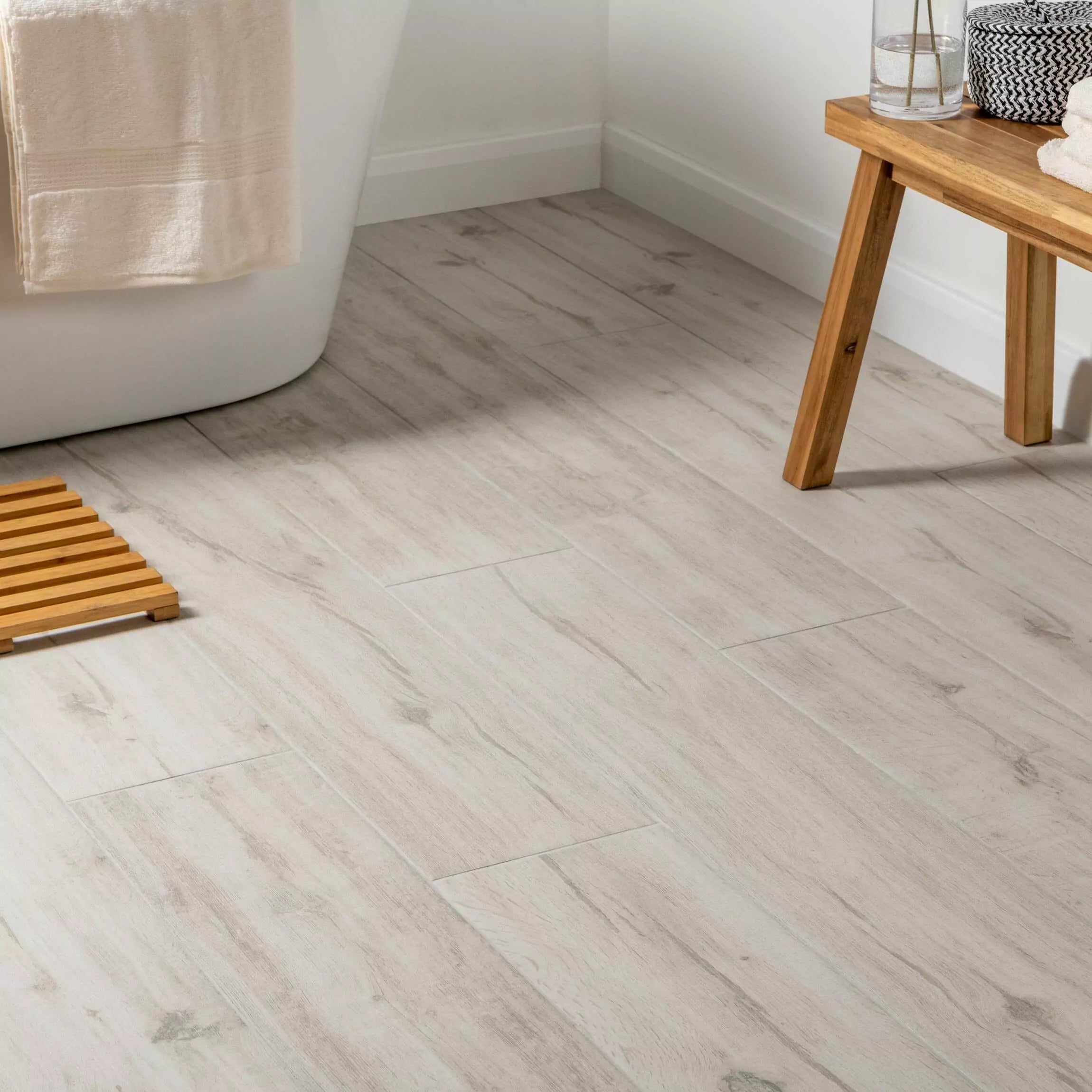 white beige wood effect floor tiles