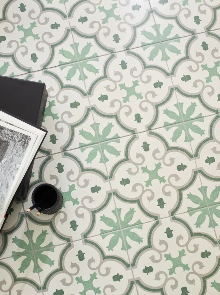 Wiltshire Green Pattern Floor and Wall Tile - Luxury Tiles UK