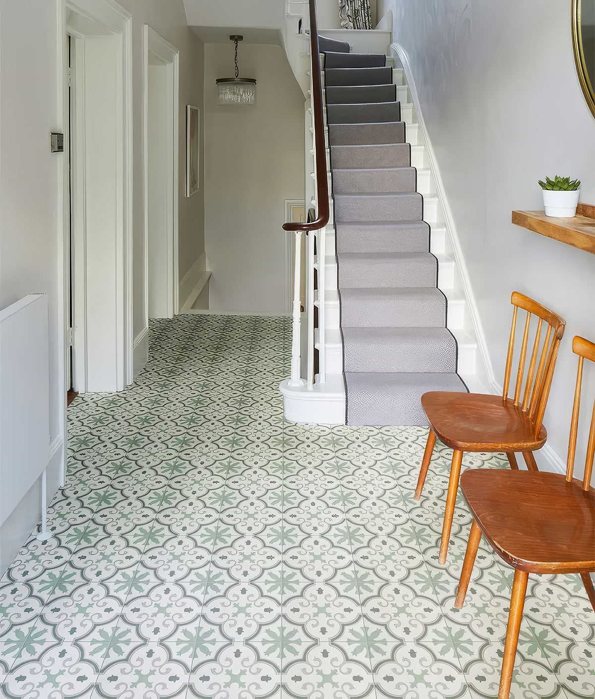 green pattern tiles