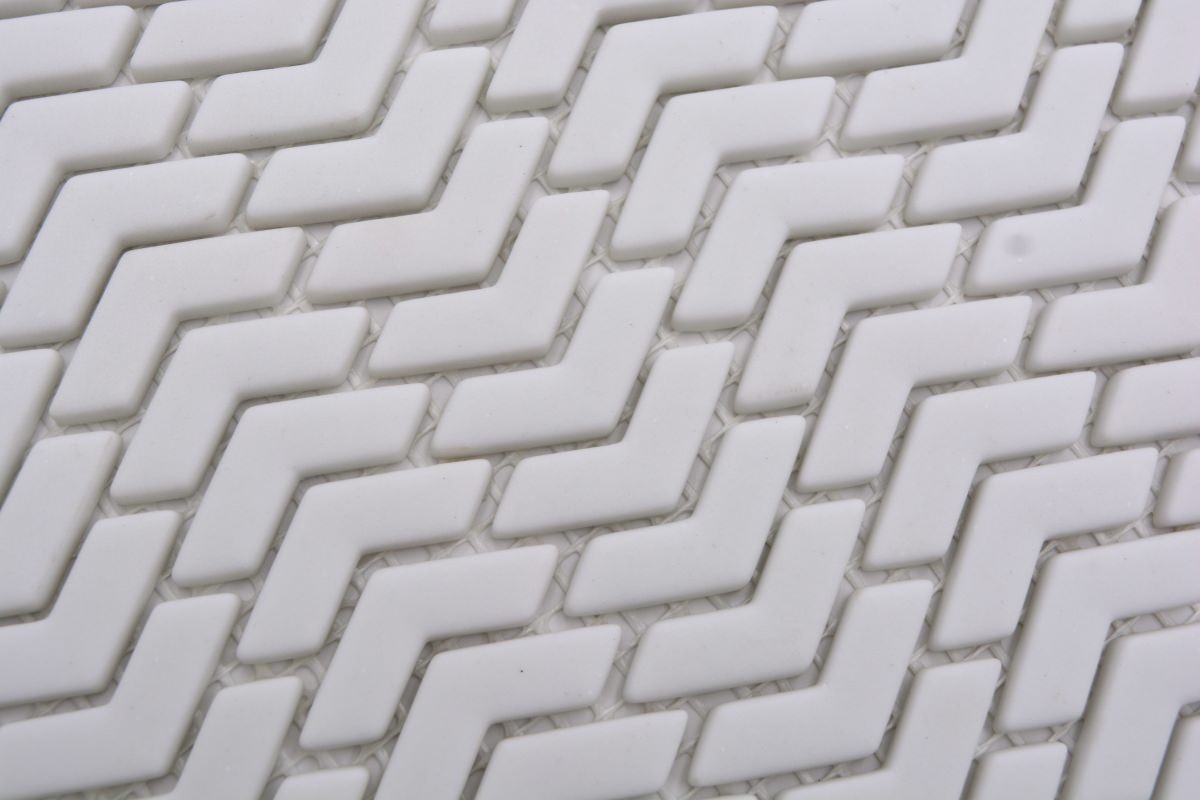  White Chevron Mosaic Tile