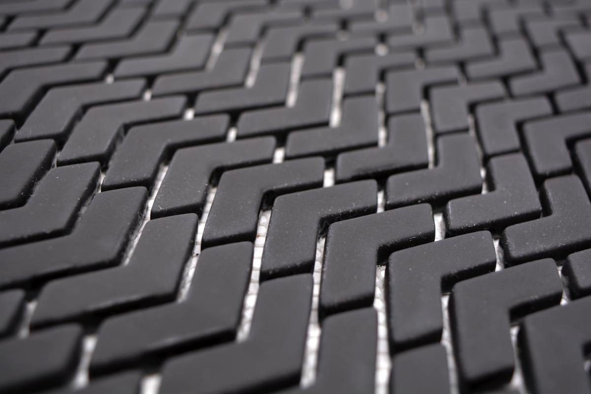 Black Herringbone Mosaic Tile