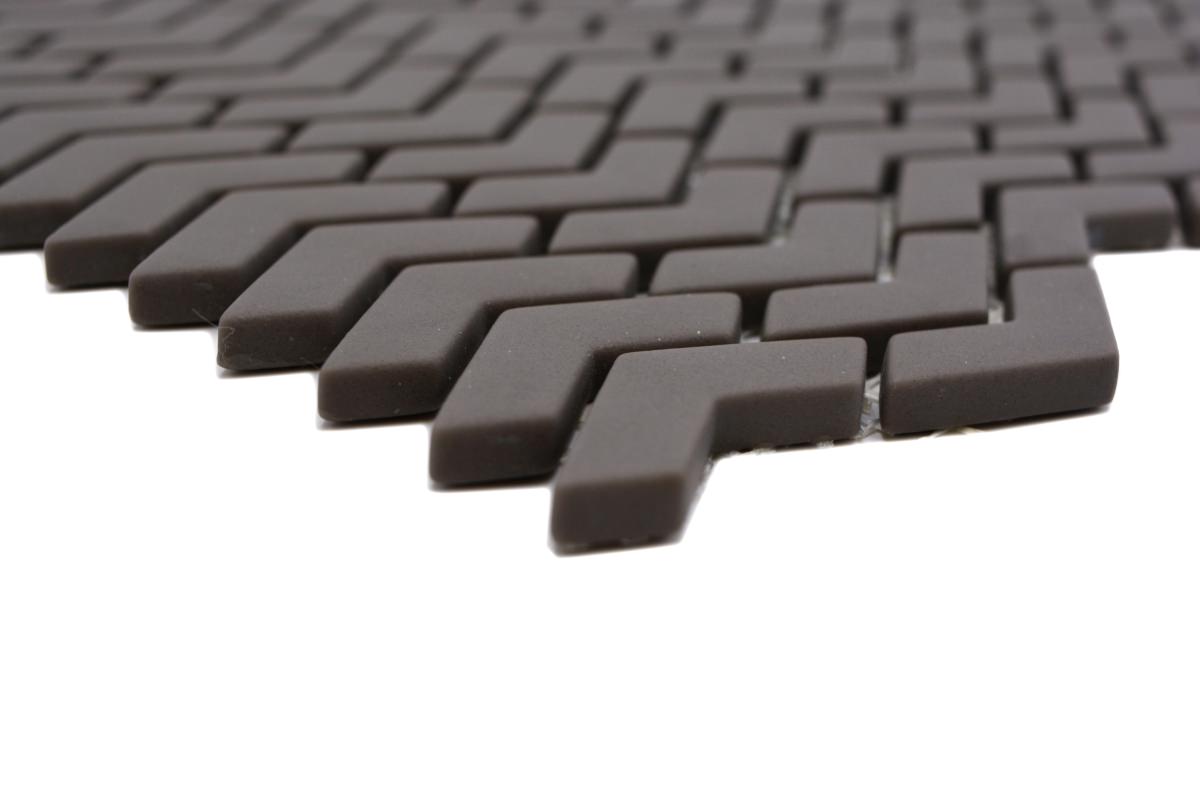 Brown Chevron Mosaic Tiles