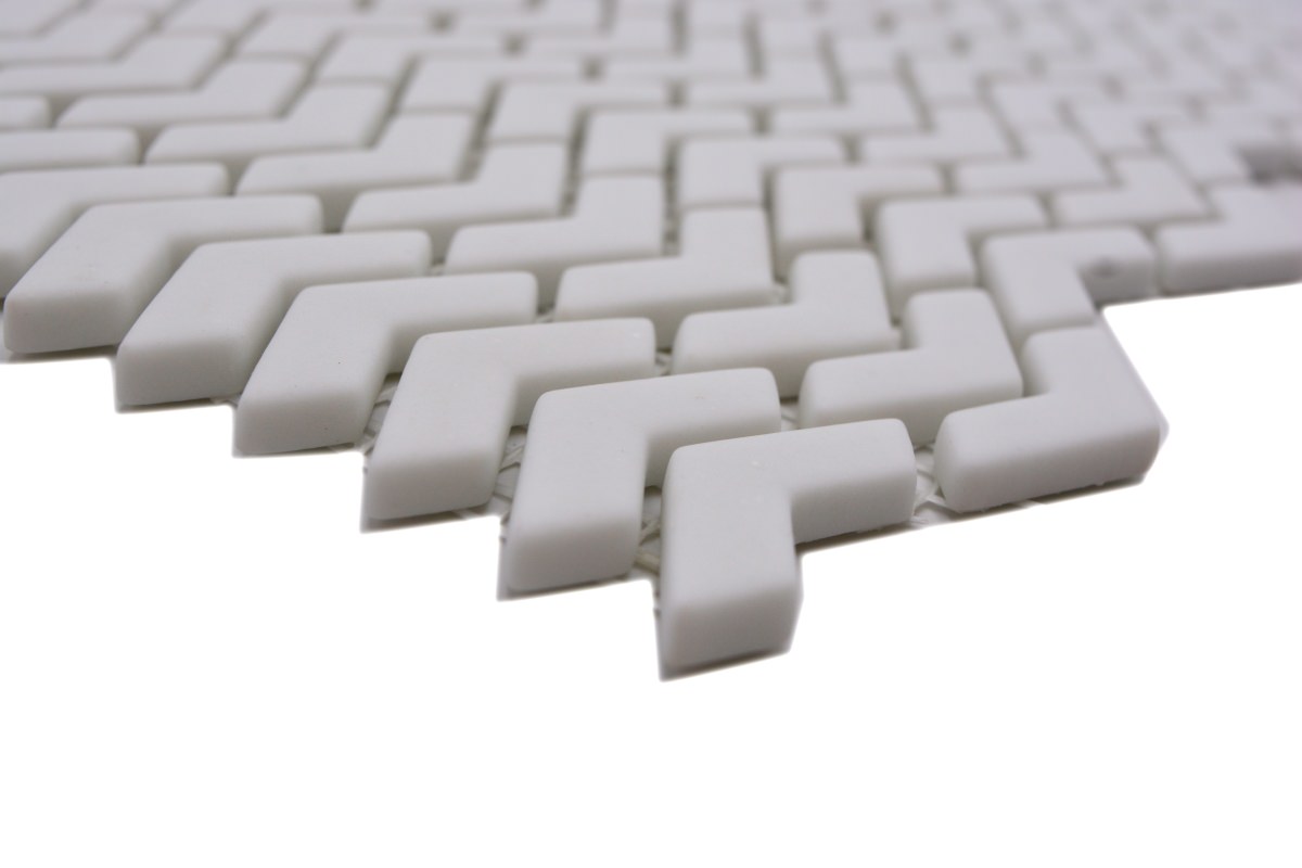 White Herringbone Mosaic Tile