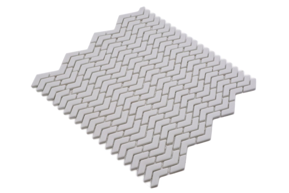 White Chevron Mosaic Tiles