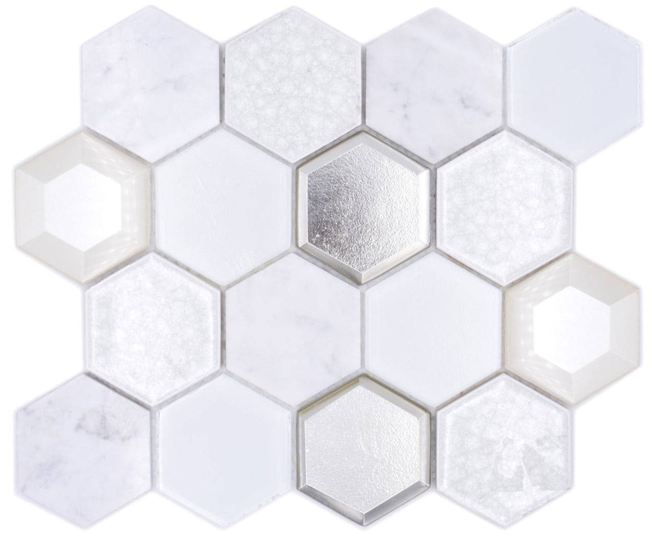 World Hexagon White Marble Mosaic Tile