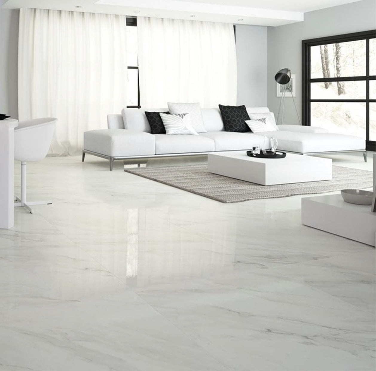 Calacatta Gloss Marble effect Porcelain tile 800x800mm - Luxury Tiles UK