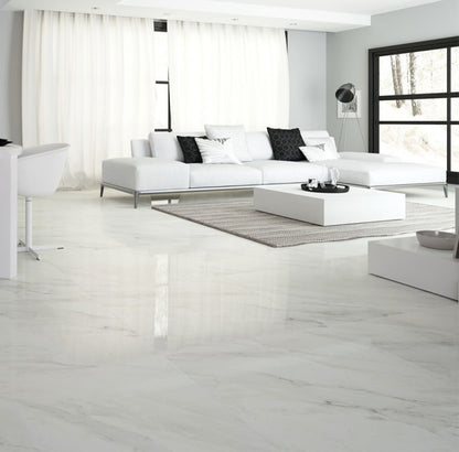 Calacatta Gloss Marble effect Porcelain tile 800x800mm